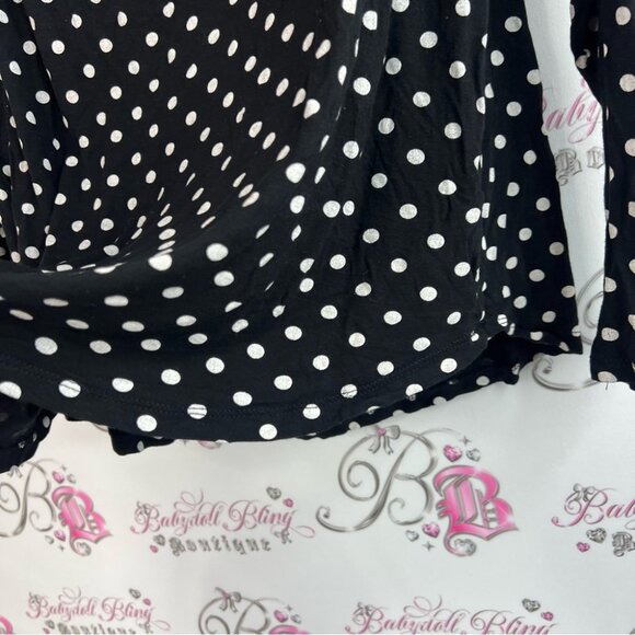 H&M long sleeve dotted shirt stretchy Black and White Polka Dot Blouse - Picture 7 of 10